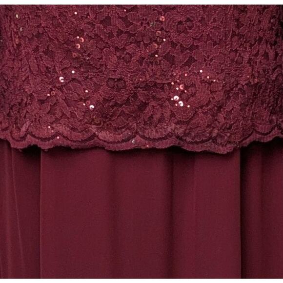 May Queen Burgundy Lace Sequin Chiffon Formal Gown Evening Wear, sz 3XL / 22-24 - Picture 7 of 8